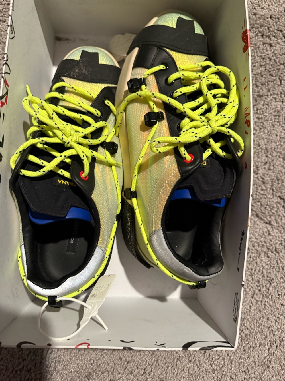 Dolce & Gabbana Neon Yellow and Black Men's Sneakers